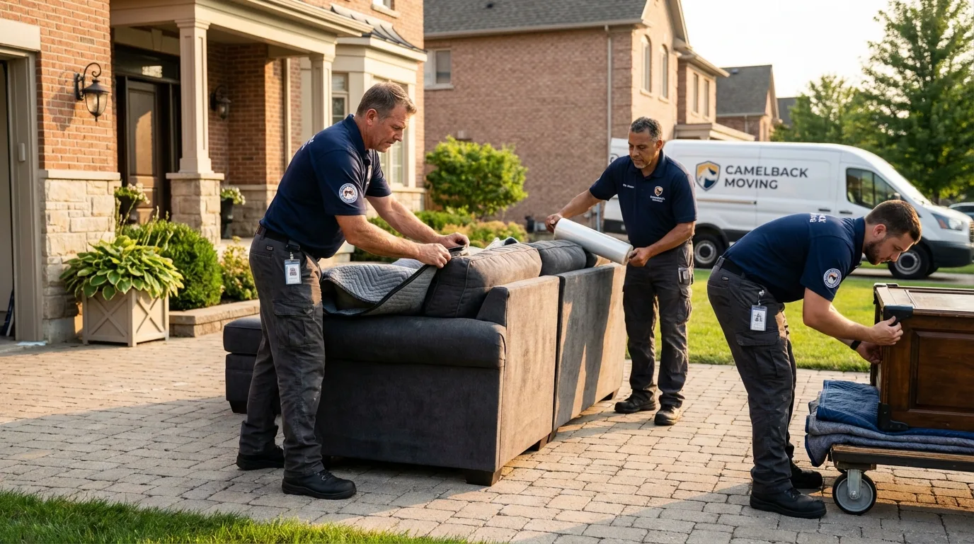 Large estate moving crew wrapping furniture in La Vernia, TX